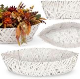 sarcia.eu Witte Houten Plantenbak Gevlochten Bootvormige Pot Groot 57x24x13 cm