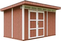 Timbela M904A-REDWOOD RED - LP SmartSide Tuinhuis op houtbasis - 8,7 m² - 412x279xH237 cm - met vloer en verf