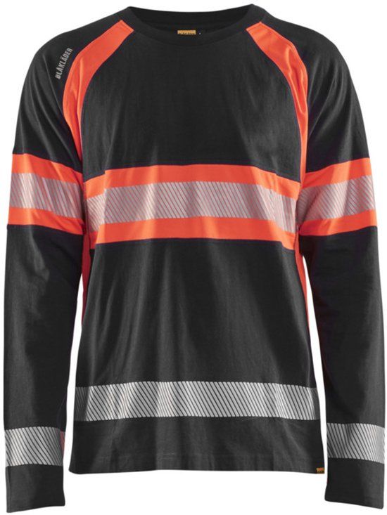 Blåkläder Blaklader High Vis T-shirt lange mouwen 3510-1030 - Zwart/High Vis Rood - XS
