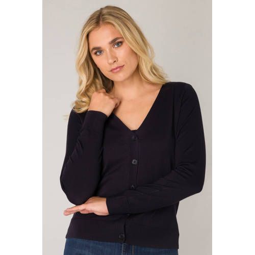 Base Level Yvon Fine Knit Cardigan - Dark Blue