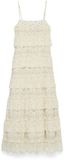 VERO MODA VMLORETTA SL LACE FLOUNCE DRESS EXP Maxi jurk Dames M Katoen Kant Vierkante hals Mouwloos A-lijn Glitter Geen sluiting Feest Gelegenheid Birch
