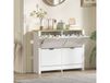 HOMCOM Armoire à chaussures 4 portes blanc et chêne