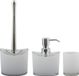 MSV Badkamer set Aveiro - Toiletborstel in houder, zeeppompje, beker - Kunststof - Wit
