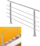 Merkloos / Sans marque DRAKUS SP. Z O.O. Trapleuning 80 cm met 4 dwarsbalken roestvrijstalen leuning zilverkleurig
