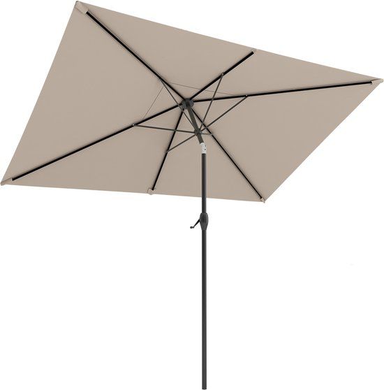 LifeGoods Parasol - 270x180cm - Taupe - Rechthoek - Kantelbaar - Waterdicht - met Hoes