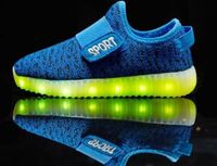 Merkloos Led-lichtgevende schoenen Vliegende geweven sport- en vrijetijdsschoenen voor kinderen, maat: 36 (blauw)