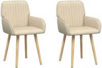 vidaXL Eetstoelen 2 stuks Stof Crèmekleurig 56,5 x 50 x 87,5 cm