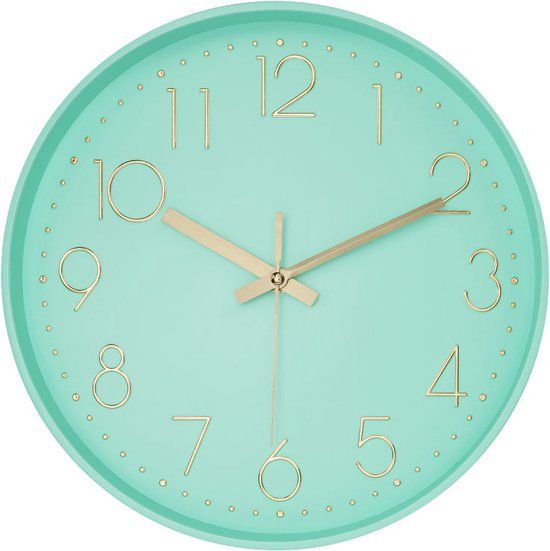 LW Collection Julia Mintgroen Keukenklok - 30cm - Rond - Stil Uurwerk - Klassiek