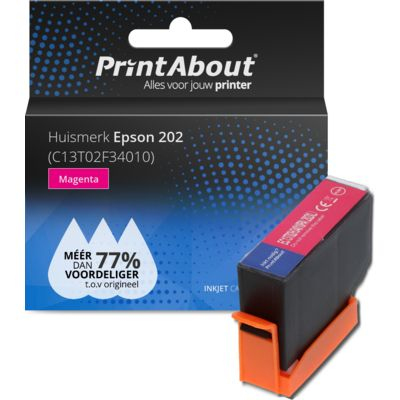 PrintAbout Huismerk Epson 202 (C13T02F34010) Inktcartridge Magenta