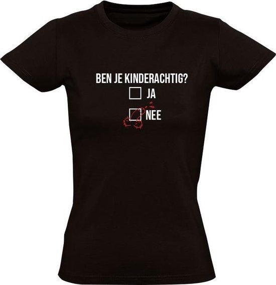 Zwart T-shirt - Ben je kinderachtig? - Maat S