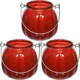 Merkloos Decoris Citronella Kaarsen - 3 stuks - Gekleurd Glas - 15 Branduren - 8 cm - Rood