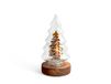 Kerstboom van glas met LED op houten sokkel, hoogte 16 cm
