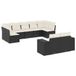 VidaXL 9-delige Loungeset met kussens, poly rattan, zwart