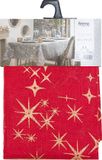 Feeric lights & Christmas Feeric Tafelkleed/tafellaken - rood - gouden sterren - 140 x 240 cm - katoen - rechthoekig