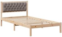 vidaXL Bedframe met hoofdeinde Taupe 100 x 200 cm Massief grenenhout