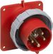 Amphenol connecteur encastrable 32 A CEE, 5 pôles (3P+N+PE), connecteur mâle, codage 6h, rouge, 200/346V à 240/415V, fréquence 50 Hz