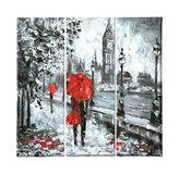 Homemania Afbeelding Londen – 3 steden en landschappen per woonkamer, slaapkamer – meerkleurig, 69 x 3 x 50 cm, polyester, hout