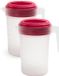 Plasticforte Carafe à eau - 2x - 2L - fuchsia/transparent - avec couvercle - plastique - carafe