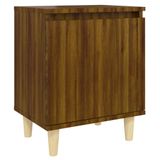 VidaXL Nachtkastje met houten poten 40x30x50 cm bruin eikenkleur