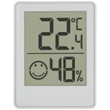 TFA Dostmann Digitale mini thermo-hygrometer, 30.5039.02, kamerthermometer, meetapparaat voor temperatuur en luchtvochtigheid, met smiley comfortzones, wit