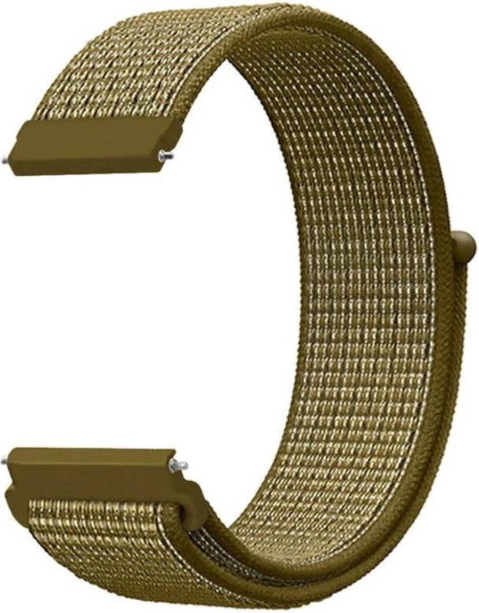 Strap-it Smartwatch bandje 22mm - olijf - Nylon bandje geschikt voor Samsung Galaxy Watch / Huawei / Garmin / Amazfit