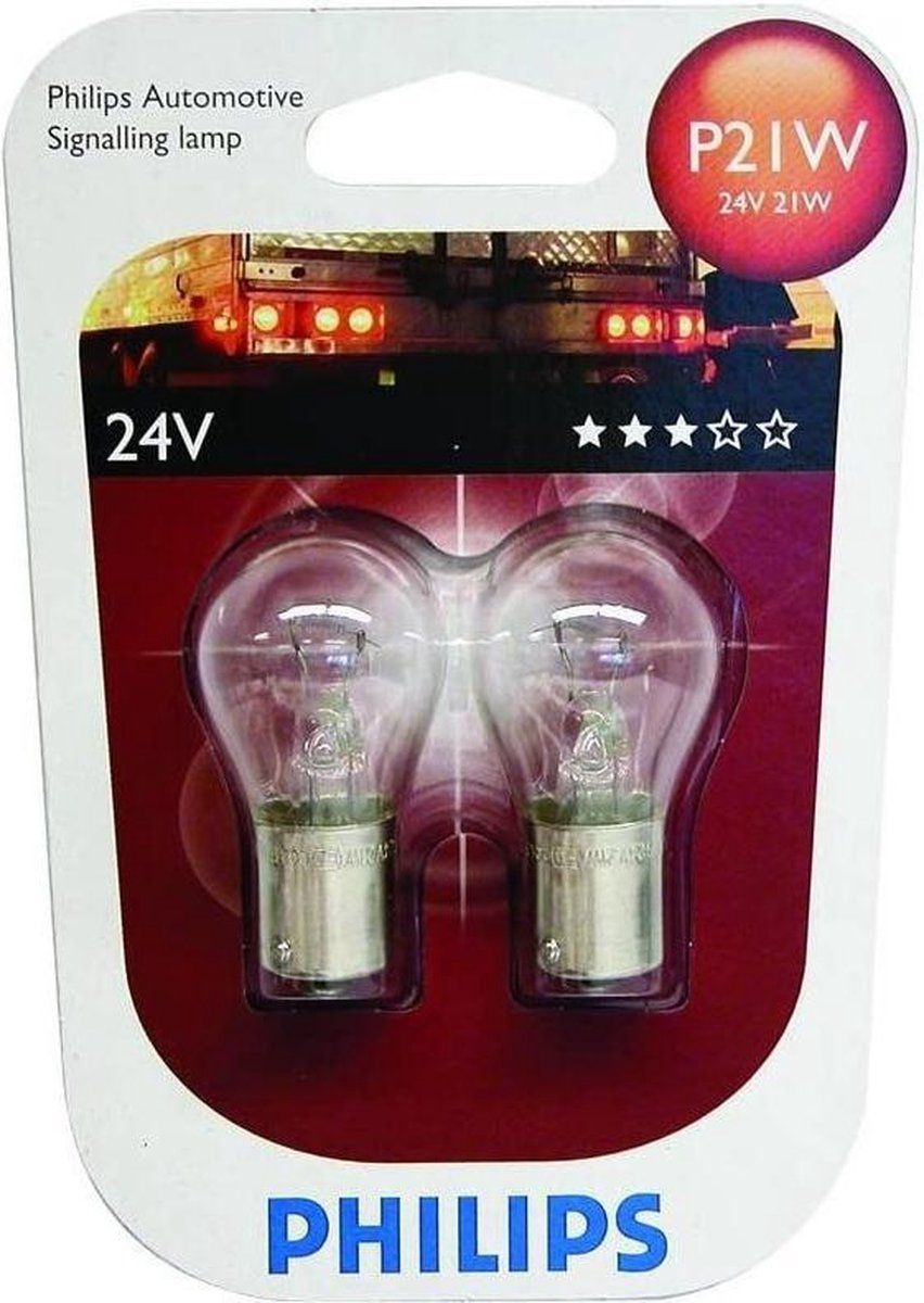 Philips P21W 24V White Brake Lights - 2 Pieces