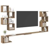 vidaXL Wandgemonteerd TV Rek Artisanaal eiken 200 x 15 x 94 cm
