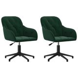 VidaXL Eetkamerstoelen draaibaar 2 stuks fluweel donkergroen
