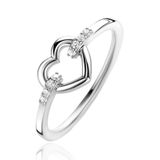 ZINZI Zilveren Ring Open Hart met Witte Zirconia's ZIR1755