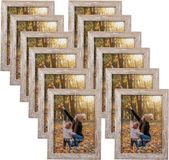 Merkloos EXYGLO Set van 12 rustieke fotolijsten 13 x 18 cm met natuurlijke houtnerf voor foto's 18 x 13 cm, collage, voor wandmontage of op tafel