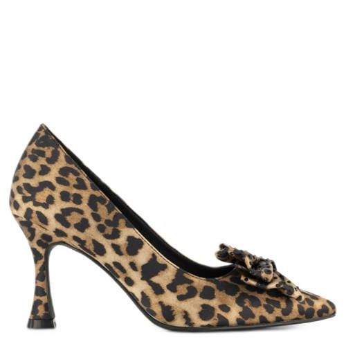 Graceland satijnen pumps met panterprint en strikje beige/zwart