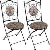 AXI Amélie Bistro Stoelen – Inklapbaar – Casa del Sol – Metalen inklapbare tuinstoelen – Hoge rugleuning – Set van 2 stuks – Mozaïeklook – Ingelegd met keramische tegels – 150 kg draagkracht – Tuin, terras of balkon