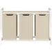 Vasagle – Panier à linge 3 compartiments 120 L – Étagère de rangement – Sac amovible avec fond rigide – Cadre en métal – Beige