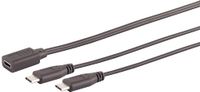 1x 1aTTack.de 1x USB-C Y-kabel, 2x USB-C, 2.0, zwart, 0,3 m