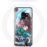Maniacase Samsung Galaxy S9 Plus Hoesje Tanjiro en Nezuko Demon Slayer Kimetsu no Yaiba Anime