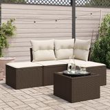 Maison Exclusive - Ensemble de jardin pour le jardin, composé de 5 pièces avec coussins, marron, en polyrotin
