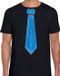 Bellatio Decorations Verkleed shirt heren - stropdas glitter blauw - zwart - carnaval - foute party XXL