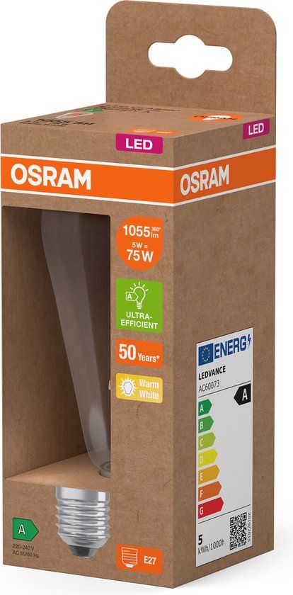 Osram LED Globe Lamp - E27 - 7.2W - 1521 lm - 2700K - Warm White
