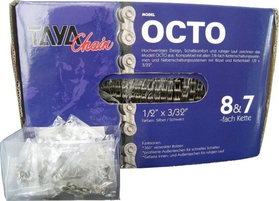 Taya Ketting Op Rol Octo-sb 1/2 X 3/32 30 Meter Staal Zwart/zilver