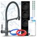 Mengkraan voor keuken met twee handgrepen en waterfiltersysteem. Flexibel, omgekeerde osmose, 800 Gpd, WiFi, perlator, 360 graden draaibaar, messing, mat zwart