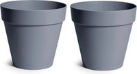 Mega Collections Plantenpot/bloempot - 2x - Kunststof - Grijs - Binnen/buiten - D20 x H17 cm
