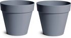 Mega Collections Plantenpot/bloempot - 2x - Kunststof - Grijs - Binnen/buiten - D20 x H17 cm
