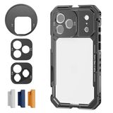 NEEWER Telefoonkooi compatibel met iPhone 17 Pro Max, Quick Release Video Rig Stabilizer Accessoires met 67 mm filterring, 17 mm Lens Backplate, T-Mount Adapter, 4x Camera Control Cap, PA144 (zwart)