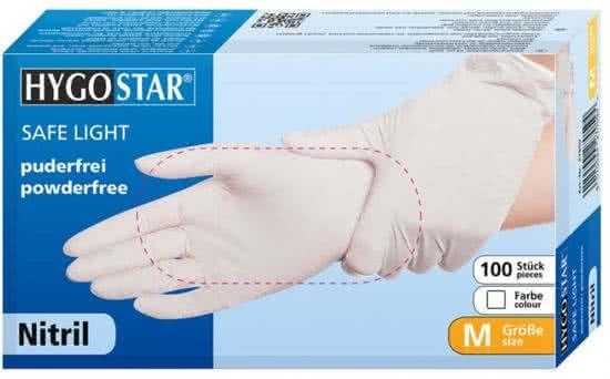 Hygostar nitril poedervrije handschoenen wit maat M