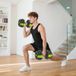Set de musculation 6 en 1 lesté 25kg total, haltères ajustables en plastique et sable, 125x18x18 cm, vert, équipement fitness polyvalent pour entraînement à domicile.