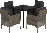 vidaXL Ensemble de jardin 5 pièces avec coussins, gris, polyrotin