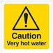 VSafety Caution Zeer Warm Water Teken - Vierkant - 100mm x 100mm - 1mm Stijf Kunststof