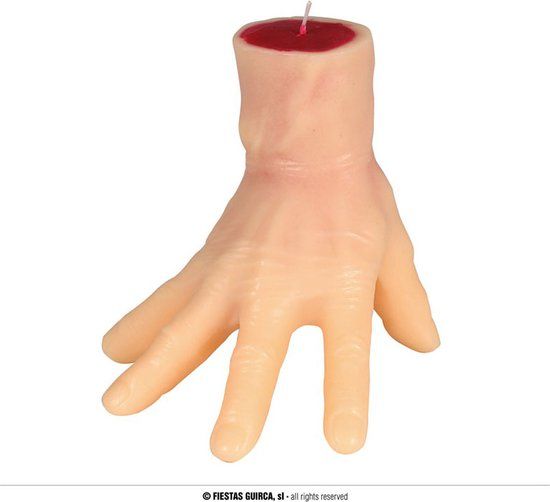 Fiestas Guirca Halloween Decoratie Hand Kaars - Wit - 15cm