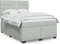 vidaXL Boxspringbed met matras, fluweel, lichtgrijs, 160x200 cm
