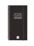 Finocam DuoBand Kalender met notitieblok 2026, 1 dag per pagina, zwart, Spaans